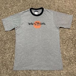 Vintage 1990s Reebok Ball To The Wall Graphic Grey T Shirt Size L